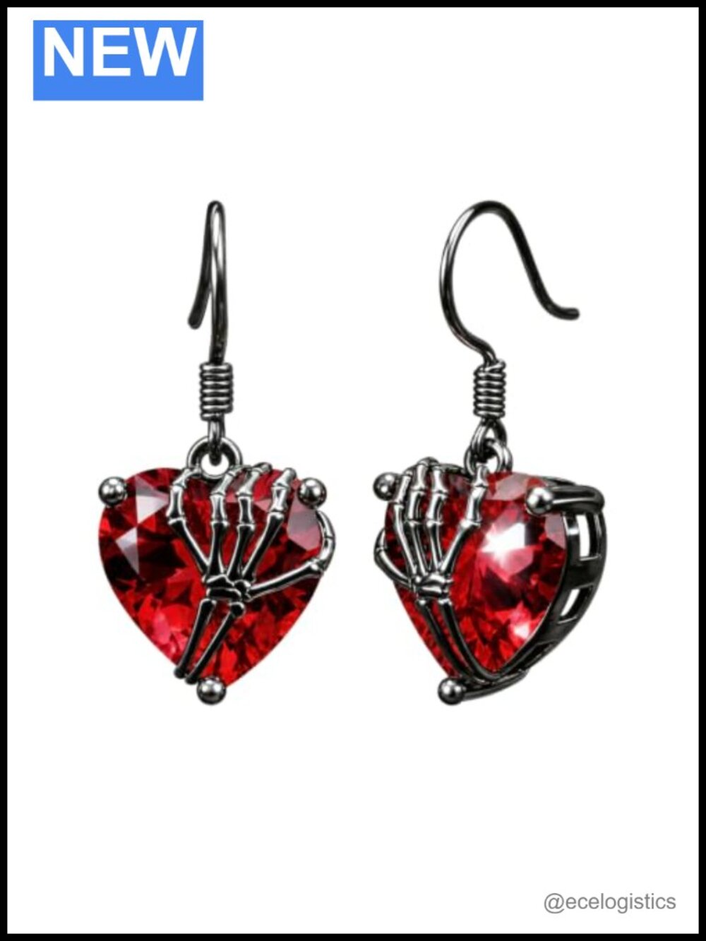Gothic Halloween Dangle Earrings 925 Sterling Silver Skeleton Hand Spooky